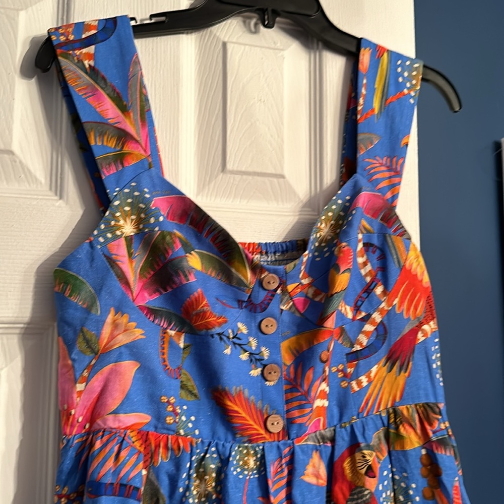 FARM Rio Blue Tropical Floral Mini Ruffle Dress - Picture 8 of 12
